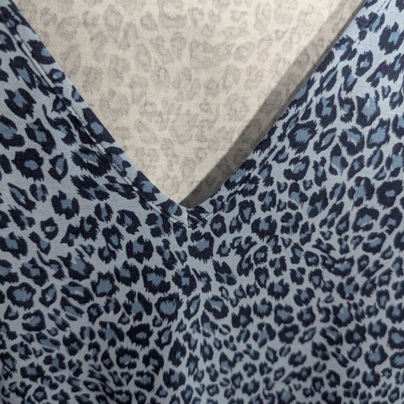 N Natori Blue Leopard Print Cotton Jersey Caftan Midnight Navy Size Large NWT - Picture 11 of 13